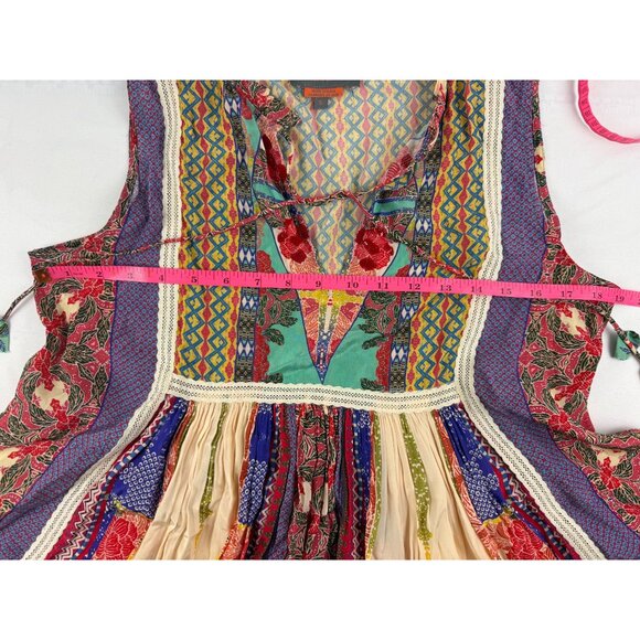 Anthropologie Bhanuni by Jyoti Crepe Notched Printed Tunic Top Small - Picture 7 of 8